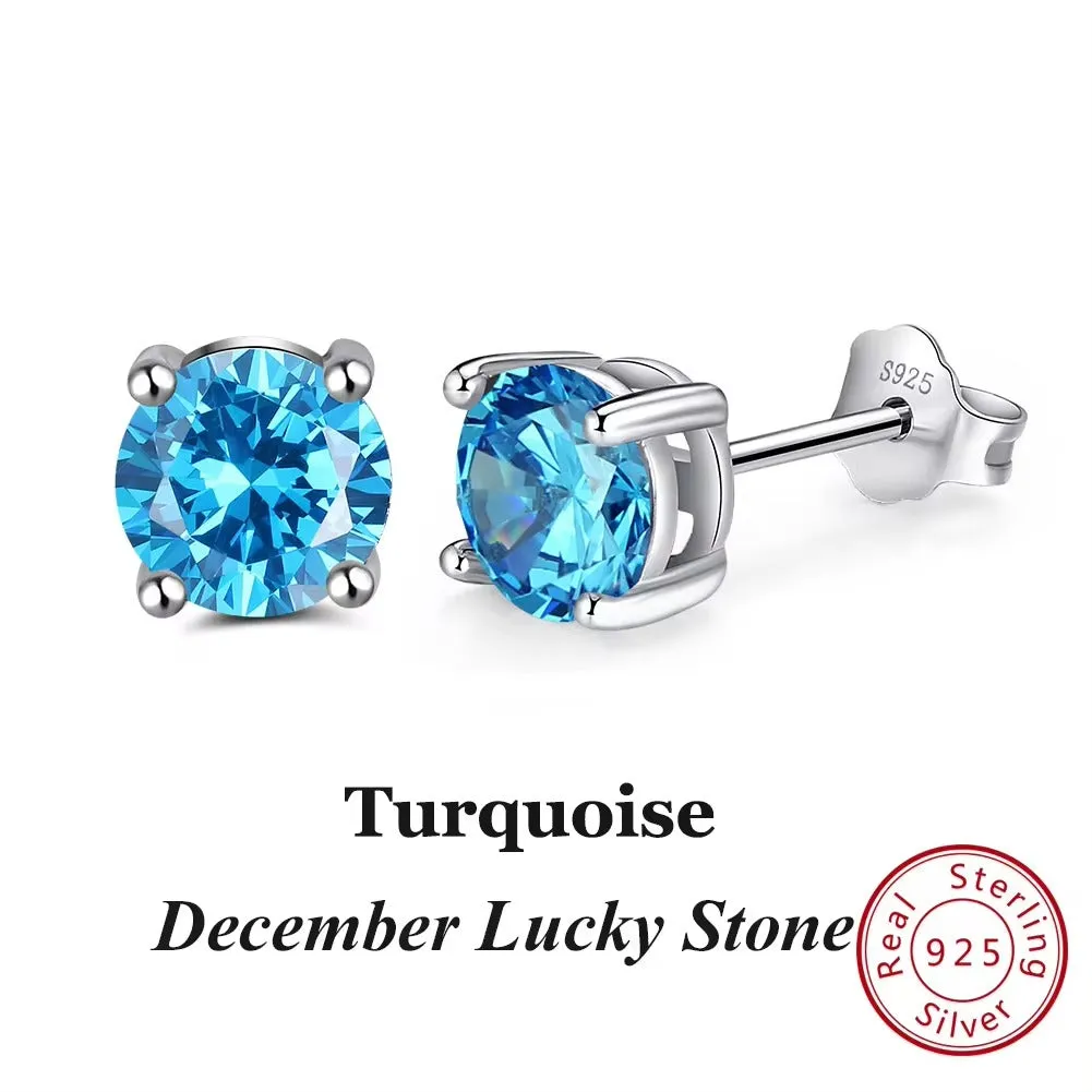 925 Sterling Silver September Birthstone Stud Earrings