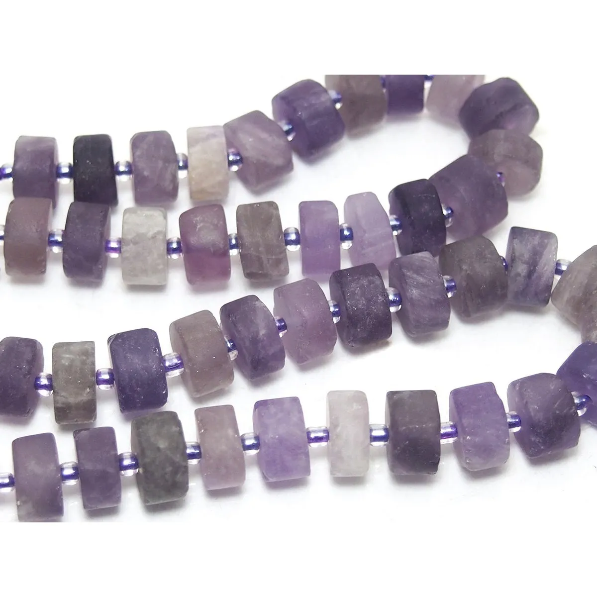 Amethyst Matte Wheels 10mm Strand