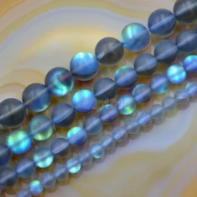 Enhanced Quartz Labradorite Frosted Gemstone Round Loose Beads on a 15.5" Strand