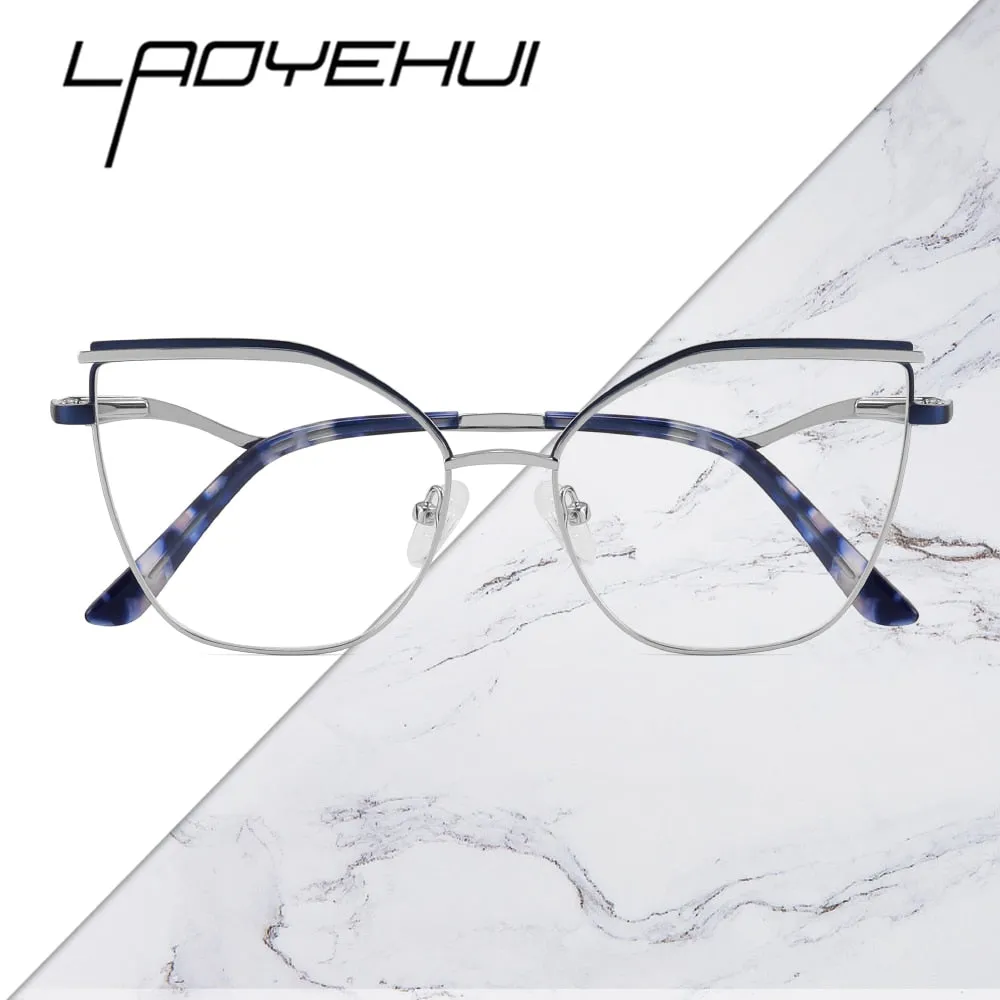 Laoyehui Women's Full Rim Square Cat Eye Alloy Presbyopic Reading Glasses Glr8455