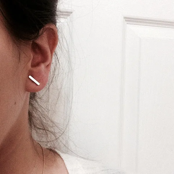 "Studded" Gold-Dipped Bar Earrings